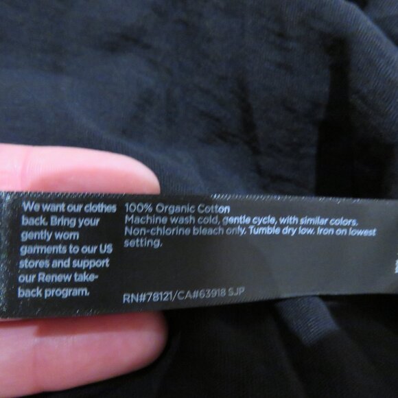 EILEEN FISHER Organic Cotton Slubby Jersey V-Neck Dress Black Minimalist Casual - Picture 14 of 14